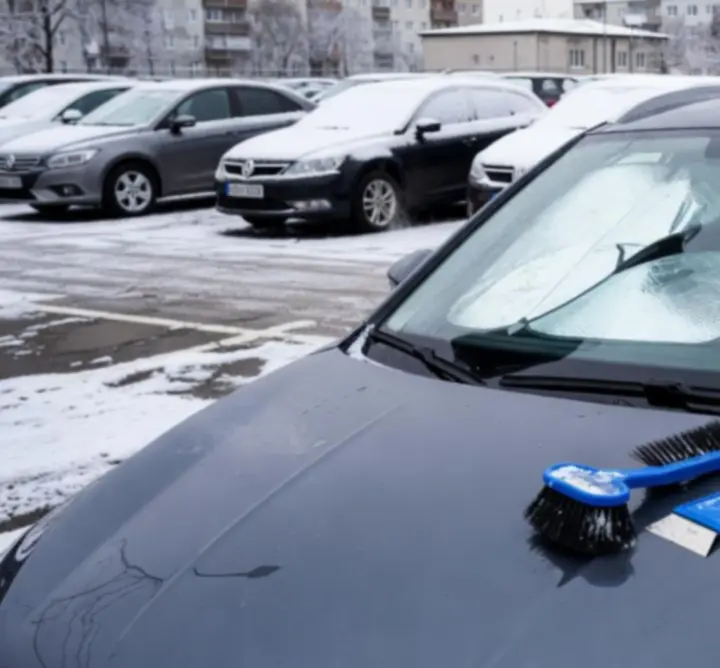 Zimowe i letnie akcesoria samochodowe, takie jak szczotka do śniegu i osłona przeciwsłoneczna