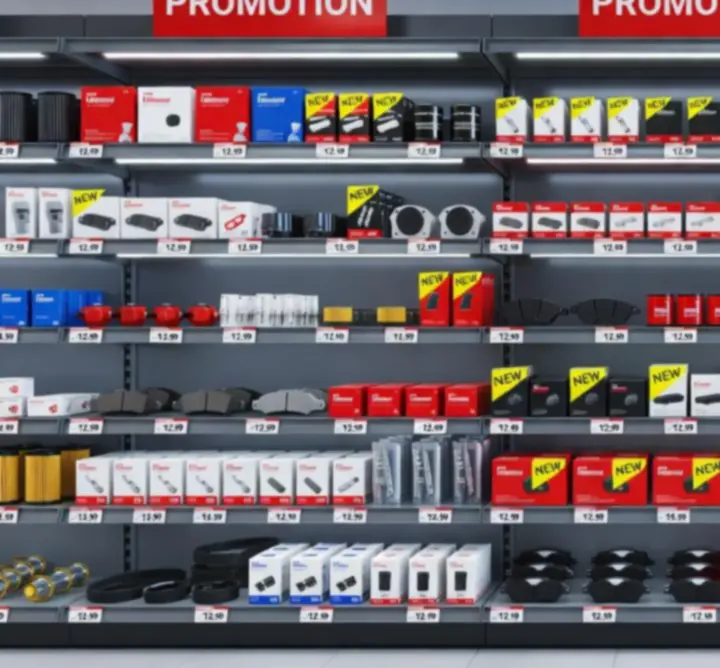 Ekspozycja promocyjnych części i akcesoriów samochodowych