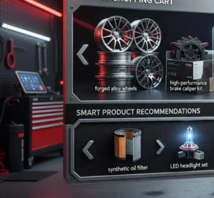 Interfejs koszyka i rekomendacji produktów w sklepie AutoPartss