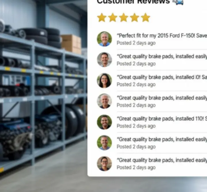 Przyjazny ekran sekcji opinii klientów w sklepie AutoPartss